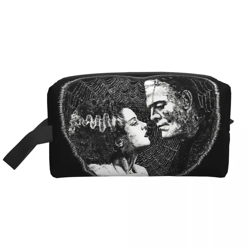 Horror Film Bride Of Frankenstein Makeup Bag for Travel Cosmetic Organizer Fashion Halloween Horror Movie Storage Toiletry Bags