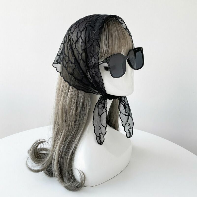 Wanita kerah palsu renda tipis baru warna Solid mode bordir bungkus syal kepala bungkus pakaian aksesoris syal benang jala