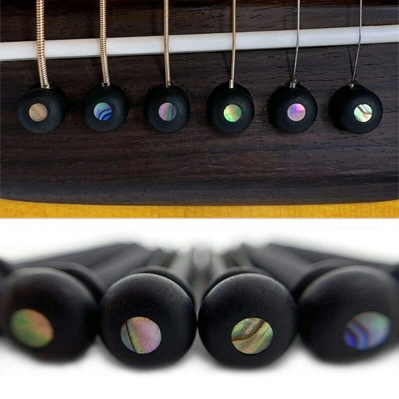 Guitar Bridge Pins String Pegs with Bridge Pin Puller Slotted Wooden Endpin G99D
