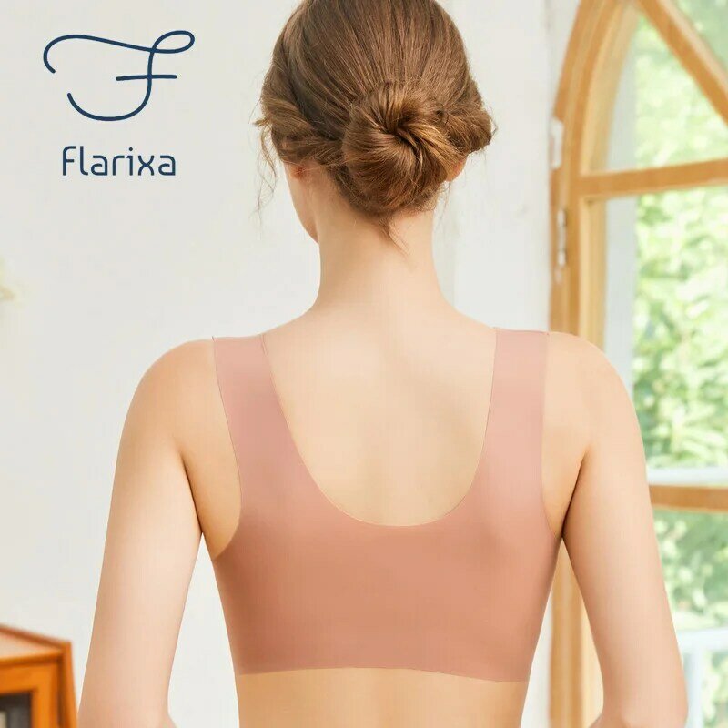 Flarixa Large Size Push Up Bra Sexy Lace Bra for Women Wire Free Buckle Front Bra Big Bust Underwear Invisible Backless Bralette