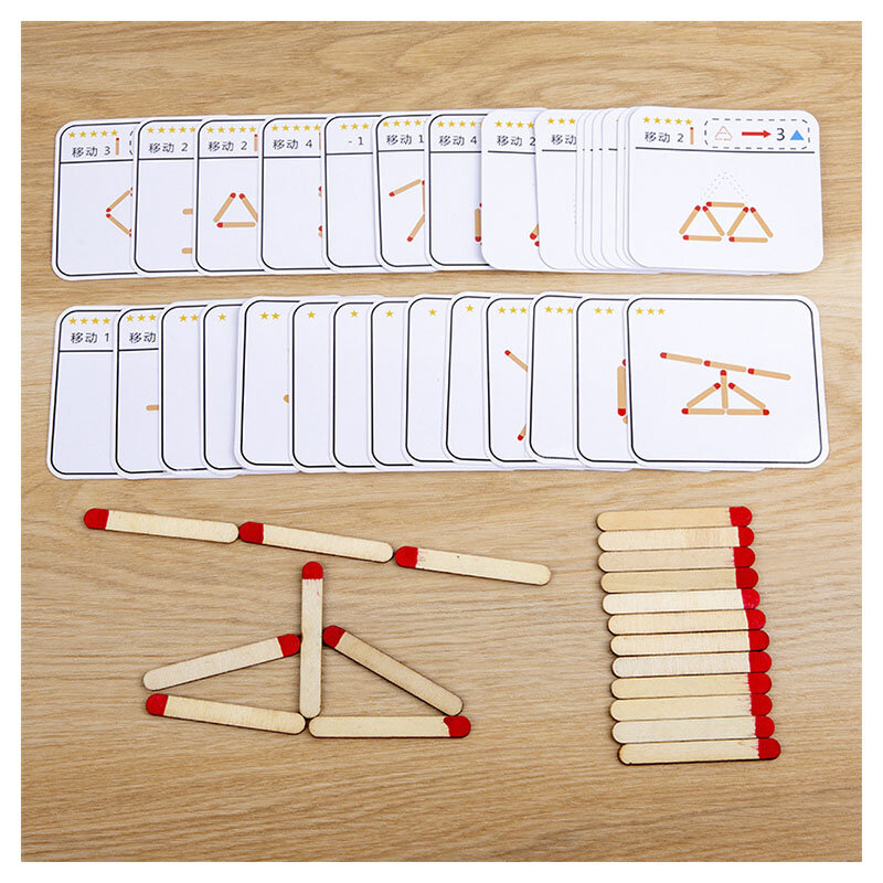 Montessori Matches Puzzles Game Wooden Toys DIY Math Geometry Board Game Logic Thinking Match Training Educational Toys For Kids