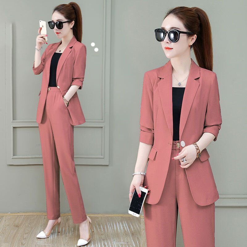 2024 Summer New Unlined Thin Jacket Blazer Wide Leg Pants Two-piece Set Elegant Women's Office Casual Set Business Suit