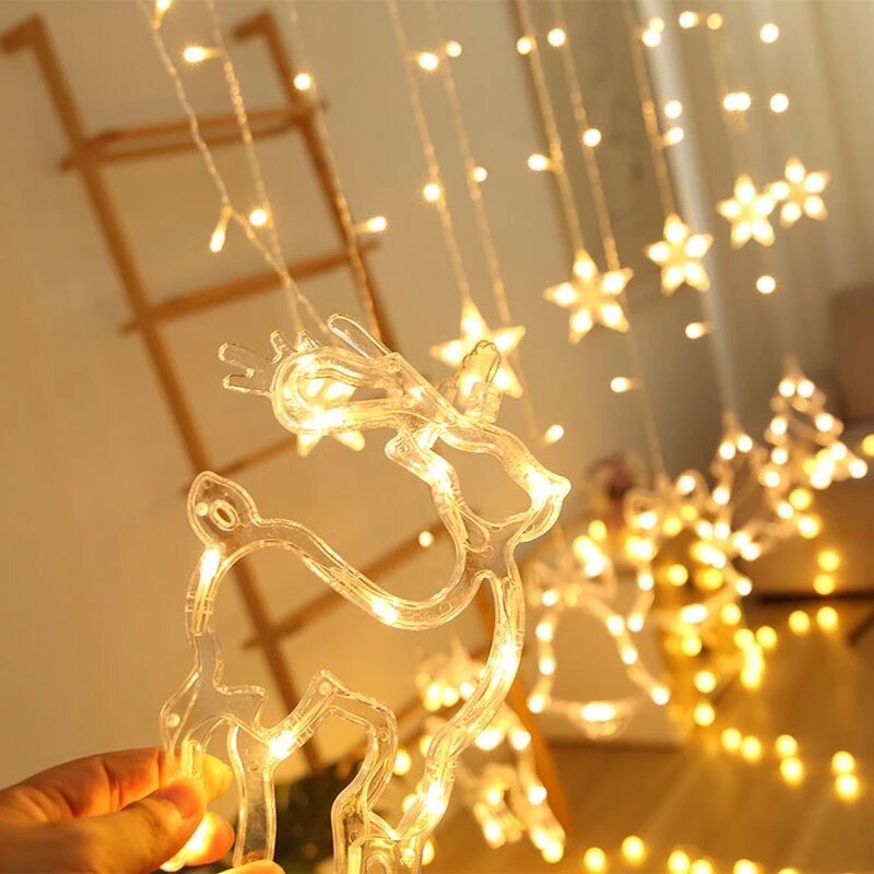 Weihnachts baum Hirsch glocken Lichterketten Dekoration Girlande Lichterketten 3,5 m im Freien für zu Hause Hochzeits feier Neujahr