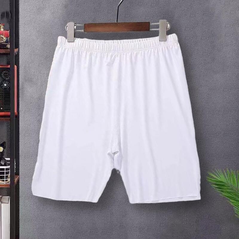 Stretchy Men Shorts Soft Breathable Men's Knee-length Pajama Shorts Comfortable Homewear Pants with Elastic Waist Silky Stretch