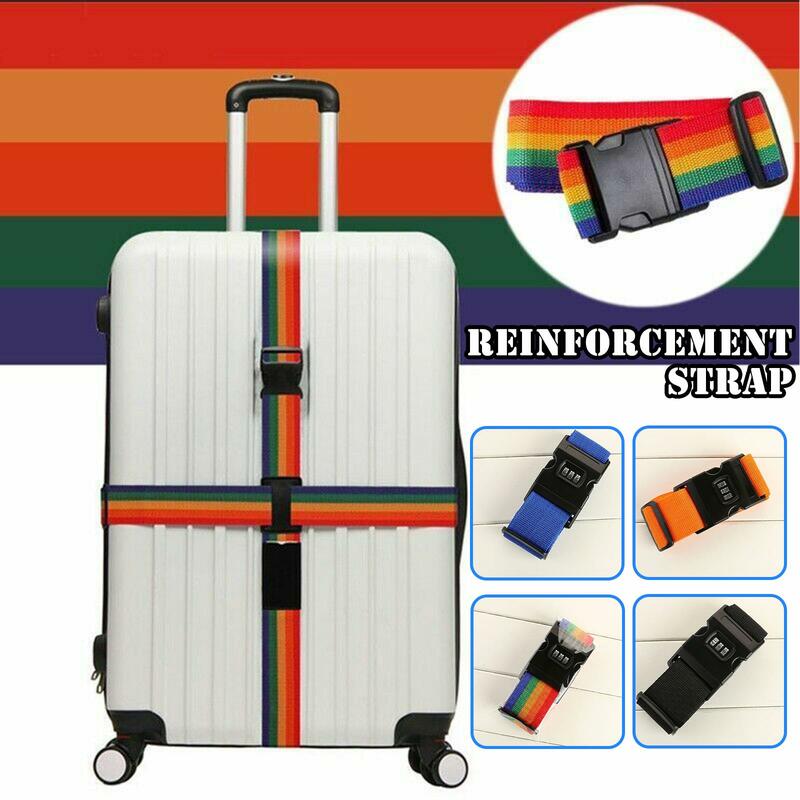 Rainbow Password Lock Packing Luggage Bag With Luggage Strap 3 Digits Password Lock Strap Baggage Belts High Quality