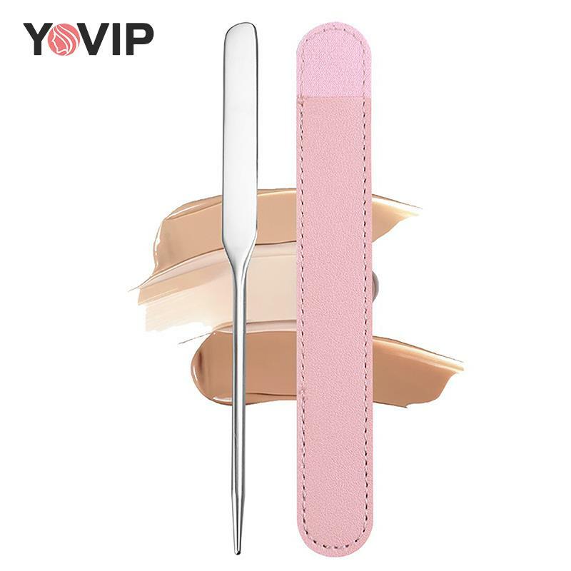 Makeup Toner Spatula Dual Heads Stainless Steel Cosmetics Mixing Stick Make Up Tool With A Bag Foundation Cream Mixing Tool