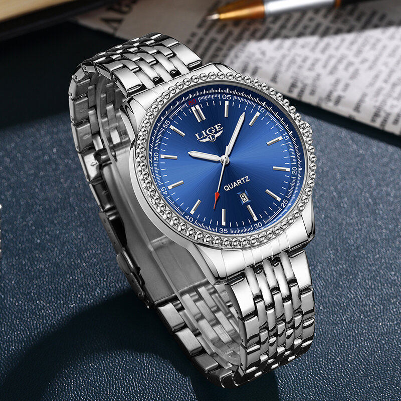 LIGE-Relógio de quartzo impermeável masculino com data, relógio de pulso, marca superior, luxo, casual, esporte, luminoso, nova moda