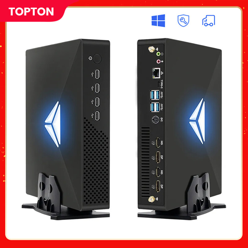 كمبيوتر ألعاب جديد من Topton MV200 بمعالج إنتل Core i9 i7 i5 Nvidia RTX 3050 8G GDDR6 كمبيوتر مكتبي ويندوز 11 2 * HDMI2.1 2 * DP1.4 4x8K UHD