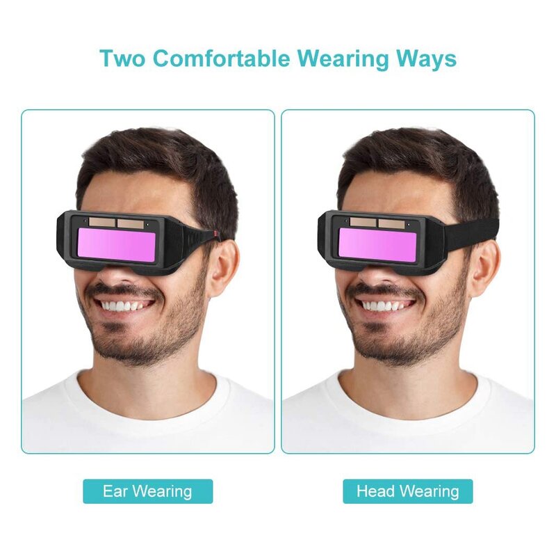 Welding Goggles Solar Powered Auto Darkening Welding Mask Goggles Welder Glasses with Elastic Headband and Storage Case
