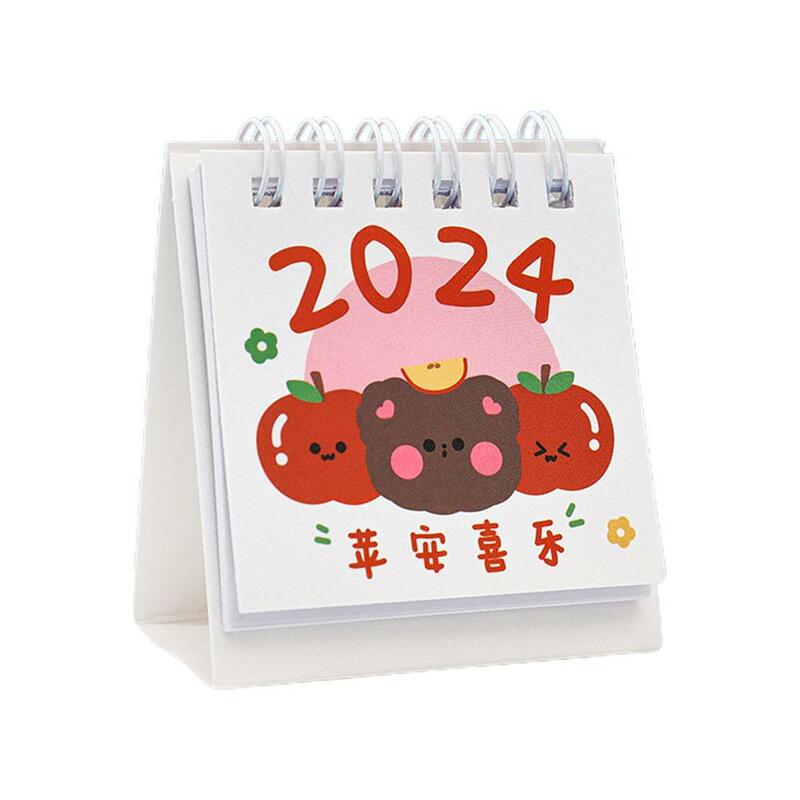 Mini calendario creativo de dibujos animados, suministros de hojas sueltas, papelería, oficina, escuela, Kawaii, X5F3, 2024