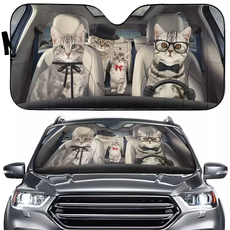 مظلة نافذة أمامية للسيارة ، سيارة حيوانات مطبوعة ثلاثية الأبعاد ، ظل شمس فلامنغو وردي ، سائق عائلة كلب ، سيارة رائعة
