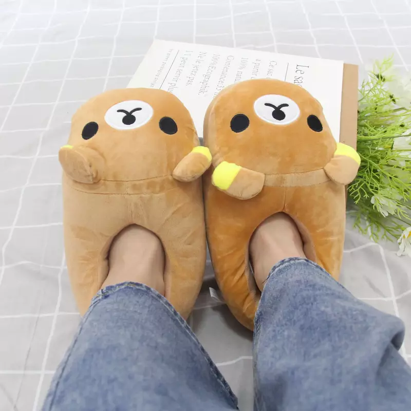 luxury Winter Bear Cotton Ladies Slippers House Home Cartoon Cute Bear Home Indoor Couple Female Warm Indoor Slipper Casual