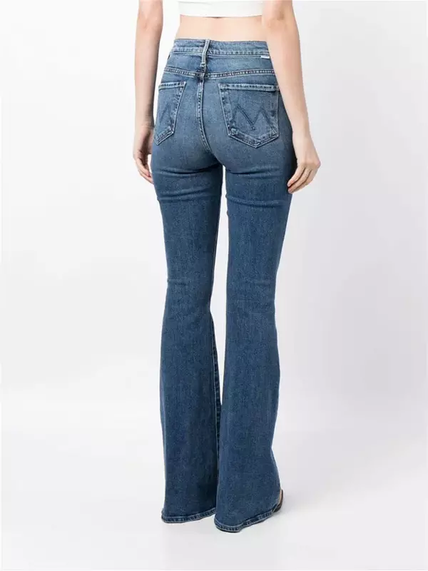 Новинка Весна 2024, брюки из денима с градиентом для Женщин, Модные расклешенные джинсы с высокой талией