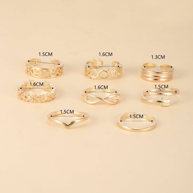 8 buah cincin jari terbuka untuk wanita cincin kaki 2023 sandal pantai musim panas Toering tanpa alas kaki perhiasan anillo pie bague orteil femme mujer