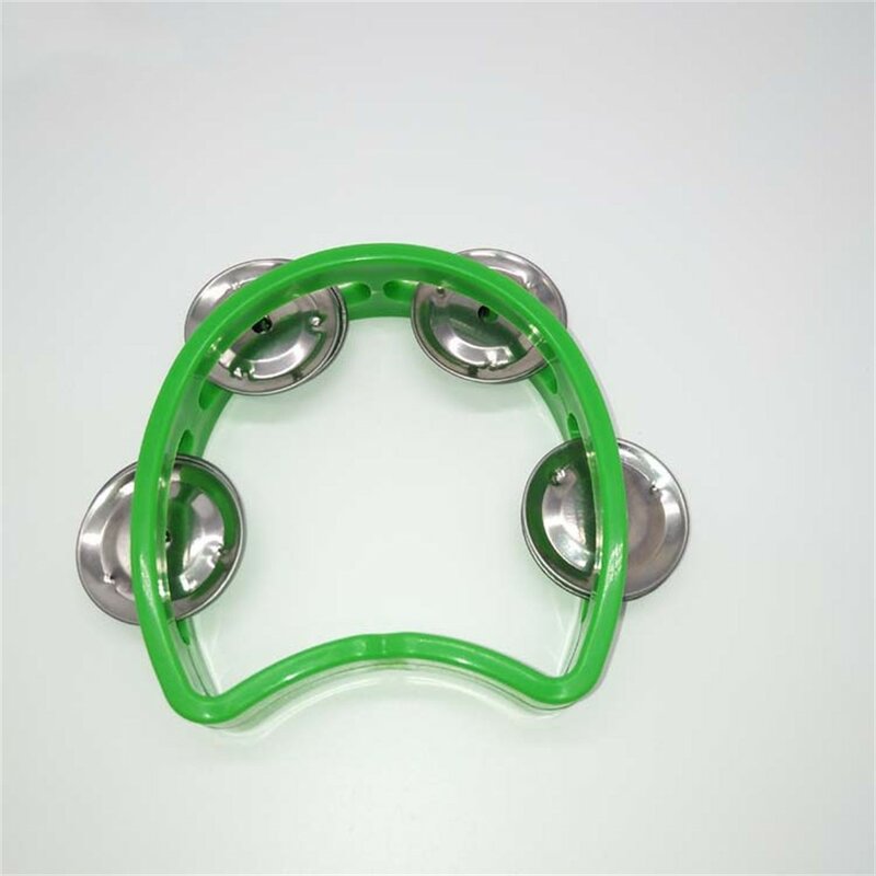 Tamburello tenuto in mano campane in metallo sonaglio in plastica strumenti musicali a percussione giocattoli diametro 10cm campane in metallo verde palla