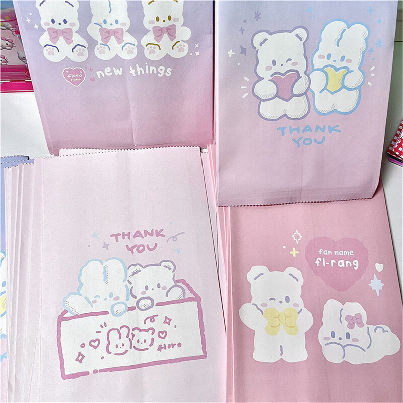 Bolsa de embalaje de regalo de oso lindo estilo Ins coreano, bolsa de papel para alimentos y pan, artículos diversos, organizador de almacenamiento para el hogar, joyería, maquillaje y cosméticos, 1 ud.