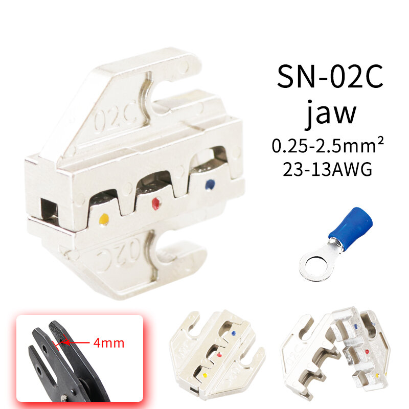 Alicates de prensado de mano, mordazas de aleación de electricista, SN-2546B/58B/02C/03H/06WF/X6/06, utilizado para terminales de prensado, ancho de ranura de mandíbula de 4mm