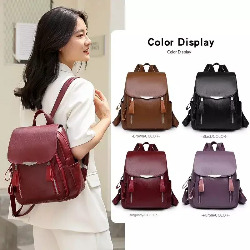 2024 Bags for Women Women's Backpack Travel Large Backpack PU Leather Handbag Schoolbag for Girls Women's Bag Shoulder Back
