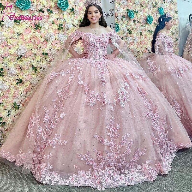 Sukienka na Quinceanera damskie słodkie 15 Vestidos De 15 Quinceañera z tiulowym suknia balowa z aplikacjami suknia na bal maturalny