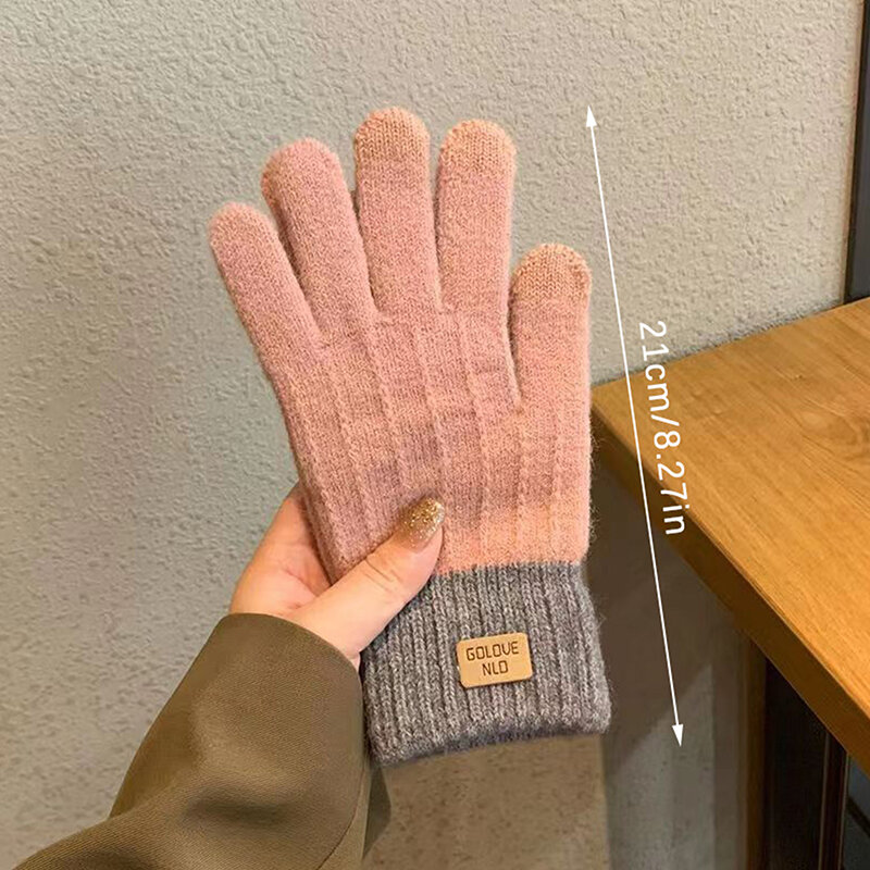 Winter Warm Knitted Gloves Men Women Crochet Full Finger Gloves Thicken Cycling Mittens Windproof Gloves