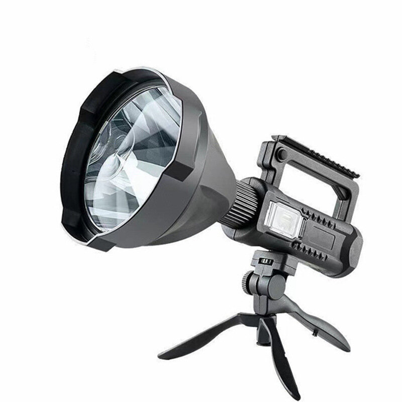 Мощный фонарик с длинным фонарем, портативный ручной прожектор, USB Перезаряжаемый водонепроницаемый прожектор с триподом