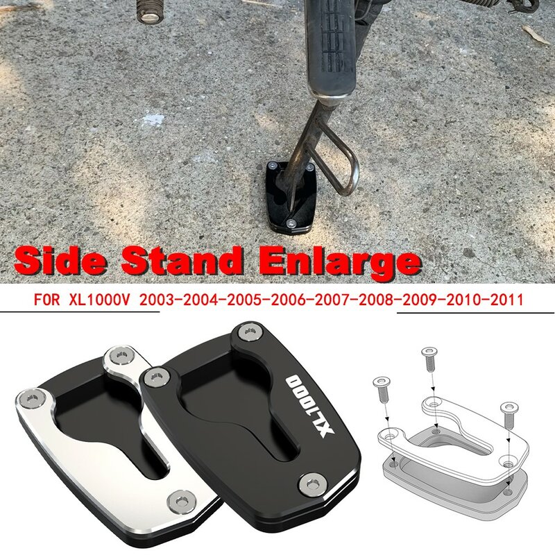Almohadilla de placa ampliadora de extensión de soporte lateral para motocicleta, soporte de apoyo para Honda Varadero XL1000V XL 1000 V 2003-2011 2010