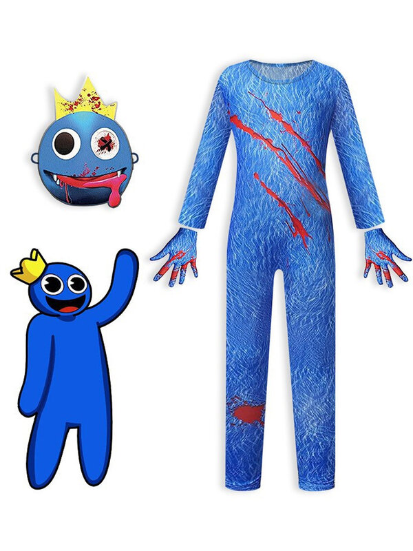 Regenboog Vrienden Kostuum Kids Boys Blue Monster Wiki Cosplay Horror Game Halloween Jumpsuit Carnaval Verjaardagsfeestje Jongens Kostuum