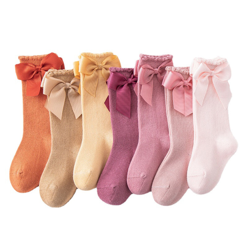 Chaussettes coréennes en coton pour enfants, accessoires pour bébés, printemps, été, nœud, princesse, mère, enfants, vente en gros, nouveau
