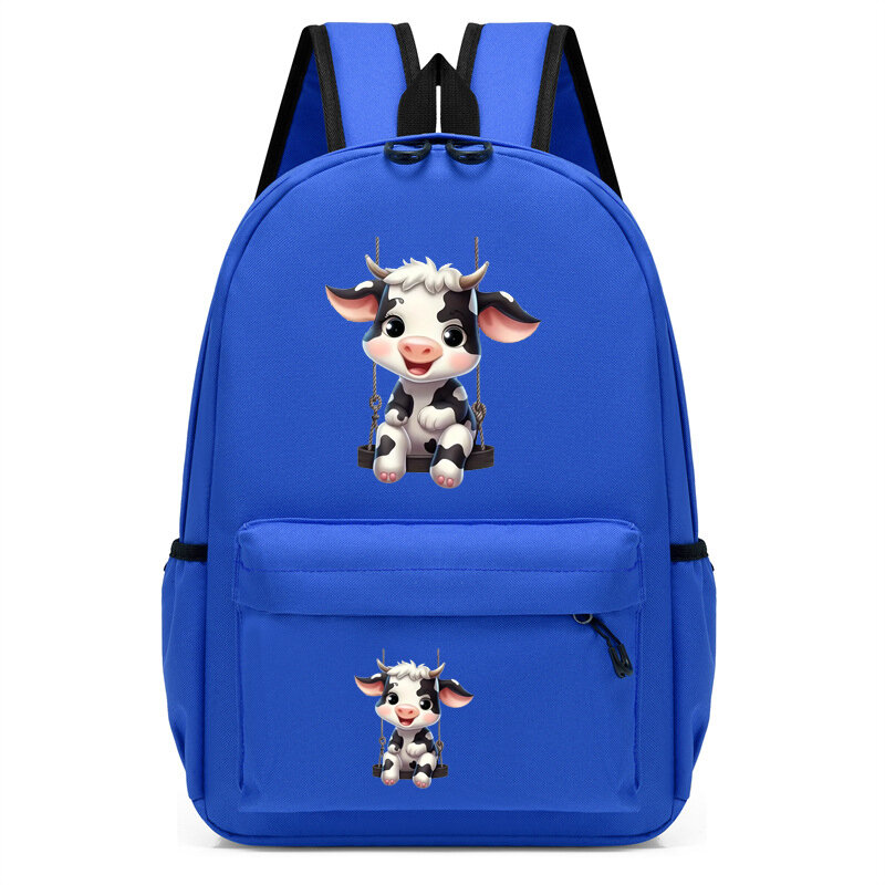 배낭 아기 암소 프린트 책가방, 유치원 귀여운 애니메이션 백팩, 여행 어린이 책가방, 학생 학교 배낭 가방