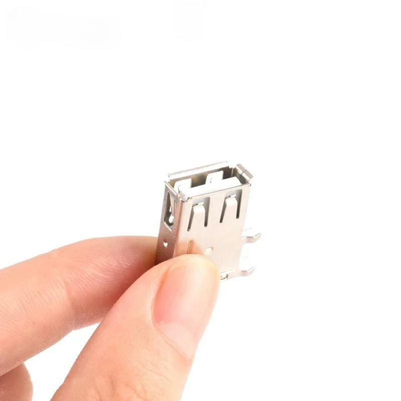 10 szt. Wtyczek z bocznym wkładem podwozia USB 4P złącze żeńskie USB wkładka z boku długi korpus wygięty stopką