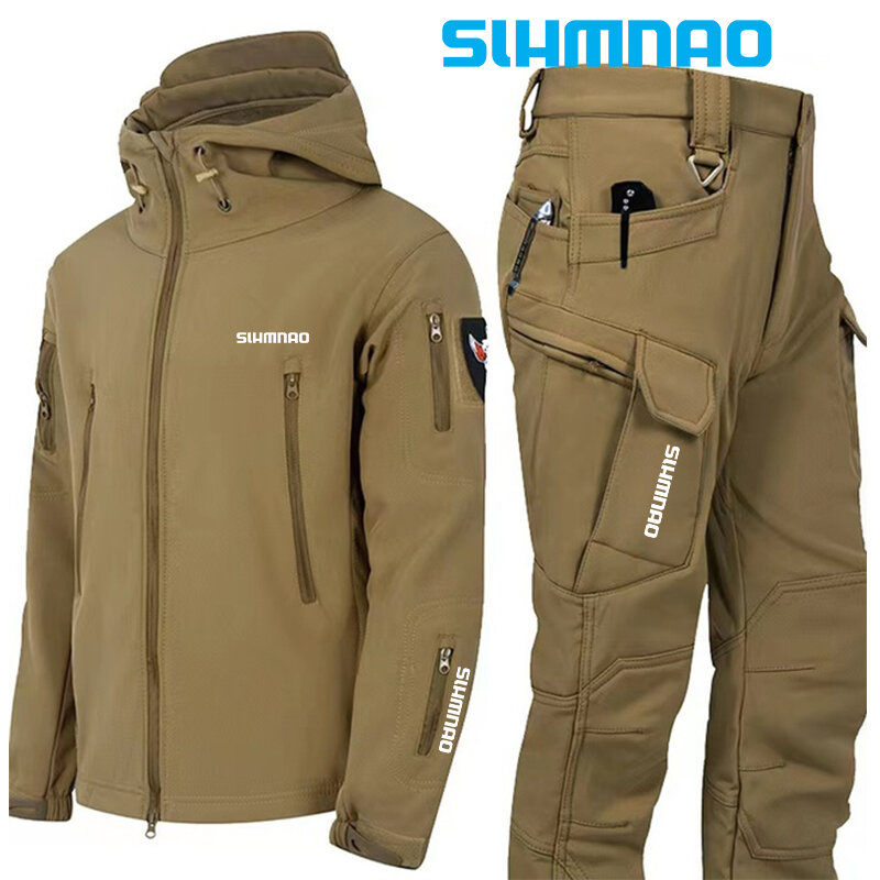 Куртка для рыбалки, Мужская мягкая оболочка, зимний тактический военный комплект штанов с капюшоном, кемпинг, пеший туризм, охота, штурмовой костюм 2024