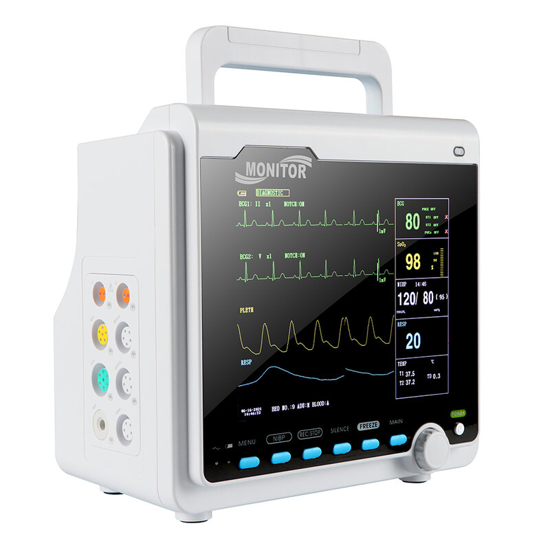 CONTEC 6 parametri Monitor paziente ECG RESP SpO2 PR NIBP Madical Machine ICU CCU Monitor dei segni vitali con borsa Protable CMS6000
