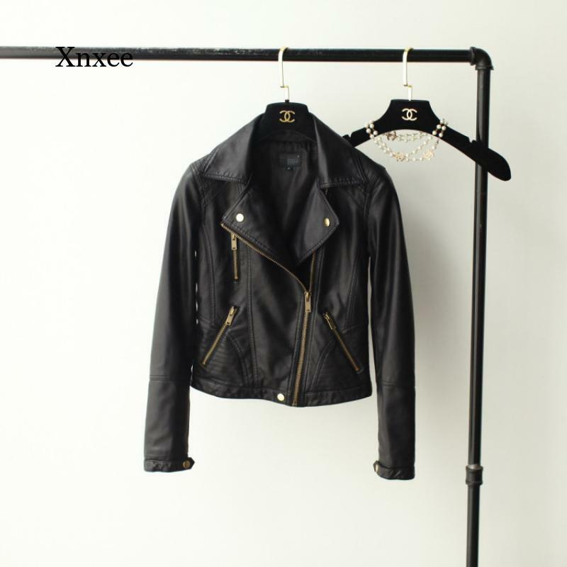 2022 Spring And Autumn Leather Women's Short Slim PU Lapel Fashion Small Leather Motorcycle Leather Jacket Korean Short Jacket