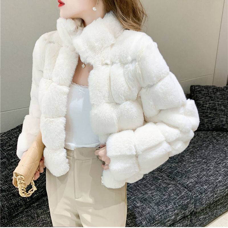 Новое модное женское короткое пальто, Норковое меховое теплое женское свободное меховое зимнее повседневное пальто в европейском и американском стиле, Женское пальто из искусственного меха