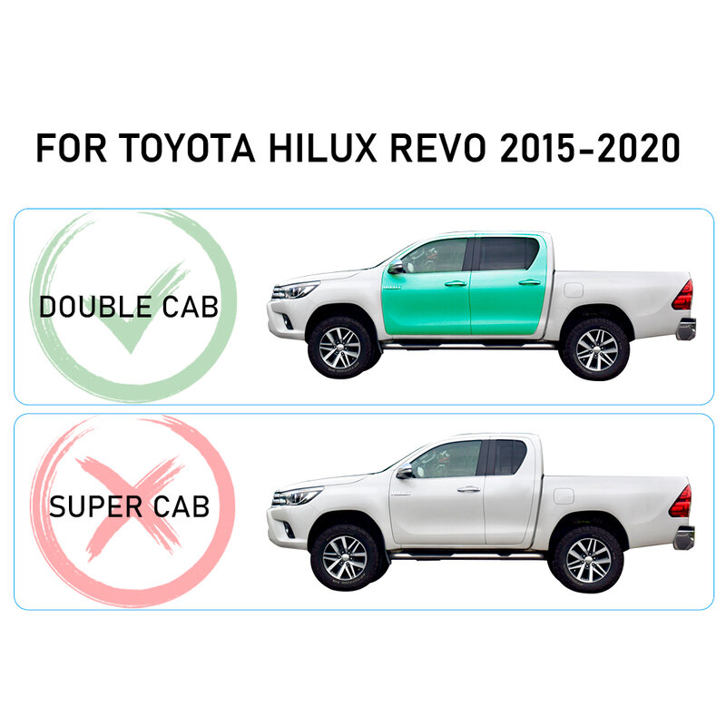 Traje de visera de ventana para Toyota Hilux Revo, protectores meteorológicos negros ahumados, 2015, 2016, 2017, 2018, 2019, 2020, 2021, 2022, 4 Uds.