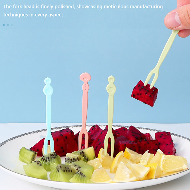 50 buah/Set garpu buah makanan penutup buah pilih anak-anak makanan ringan Mini pesta Festival kelinci peralatan makan dekorasi tusuk gigi plastik