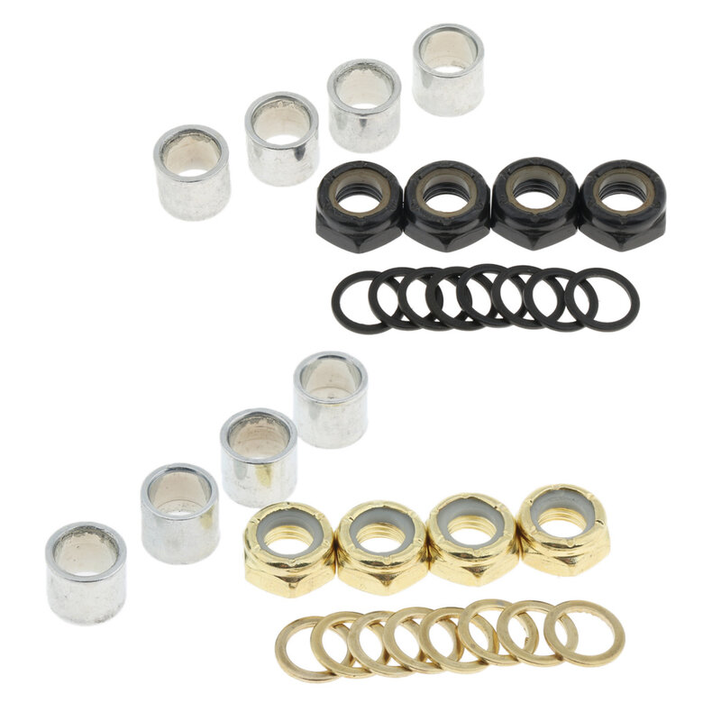 16Pcs Standard Skateboard Accessories Axle Washer Bearing Spacer Nuts Speed Rings for Longboard Repair Rebuilding Kit