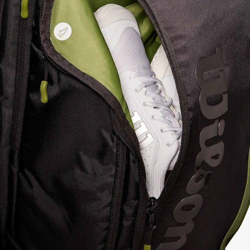 Mochila para raqueta de tenis de la colección de Wilson Blade Super Tour, paquete de 2 bolsas de tenis Roland Garros, bolsa de raqueta verde con termoprotector