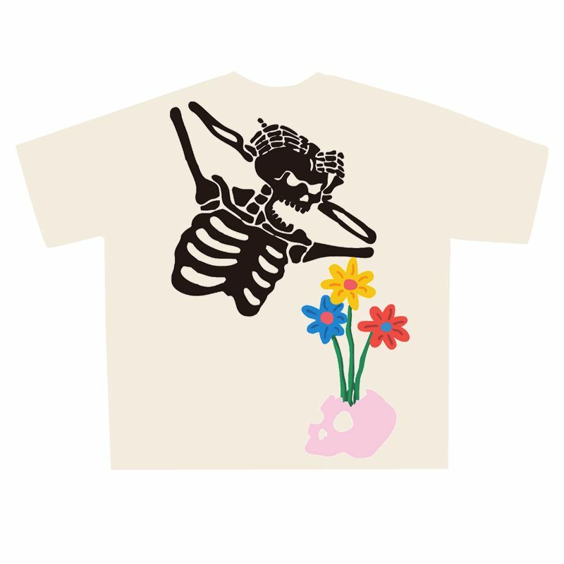 New Punk Style American Retro Street Skull Flower Foam t-shirt manica corta Unisex INS t-shirt di alta qualità kawaii clothes