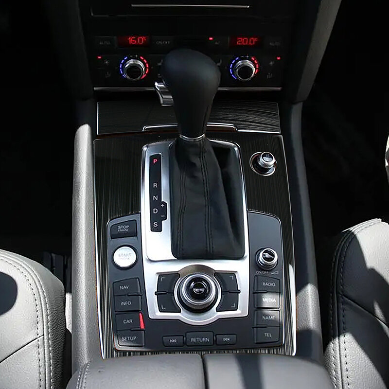 Console do carro gearshift suporte de copo água decoração capa engrenagem multimídia painel adesivo guarnição para audi q7 acessórios interiores automóveis