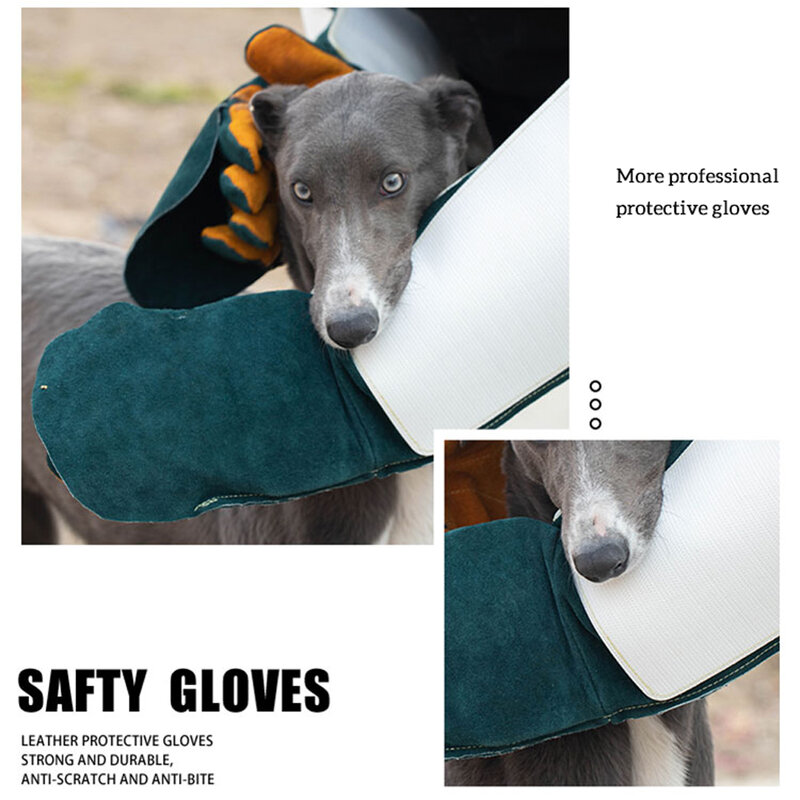 Pet Gloves Cowhide Leather Anti-grasping Anti Bite Protective Gloves Cat Dog Gardening Work Gloves Pets Training Kevlar Gloves