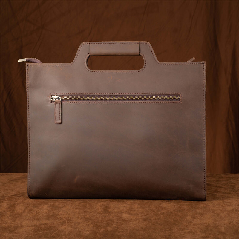 Портфель мужской кожаный через плечо, сумка для компьютера А4, кожаный саквояж Крейзи Хорс, простой чемоданчик на плечо