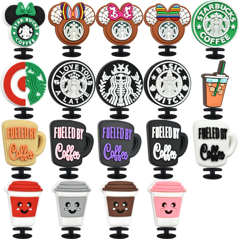 3D Stereo Coffee Cup Characters, Encantos de PVC, Decorações Sapato, Sandálias, Tamanho, Pulseiras, Pulseira, DIY Acessórios