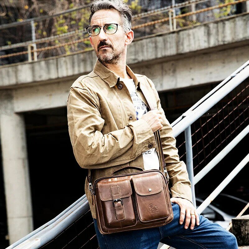 Men Genuine Leather Shoulder Messenger Bag men's Handbag Vintage Crossbody Bag Tote Business Man Messenger Bag