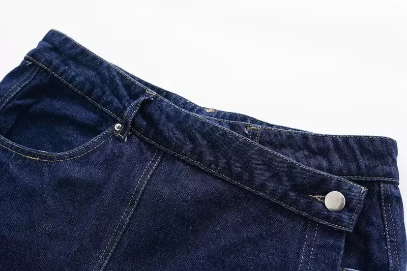 Falda corta de mezclilla informal con decoración de bolsillo lateral para Mujer, Falda corta Retro de cintura alta con botones, nueva moda única