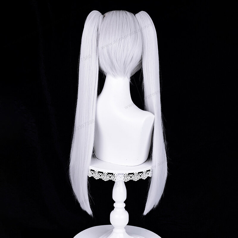 Frieren Cosplay Wig Anime 68cm Long Silver White Double Ponytail Hair Heat Resistant Halloween Party Wigs
