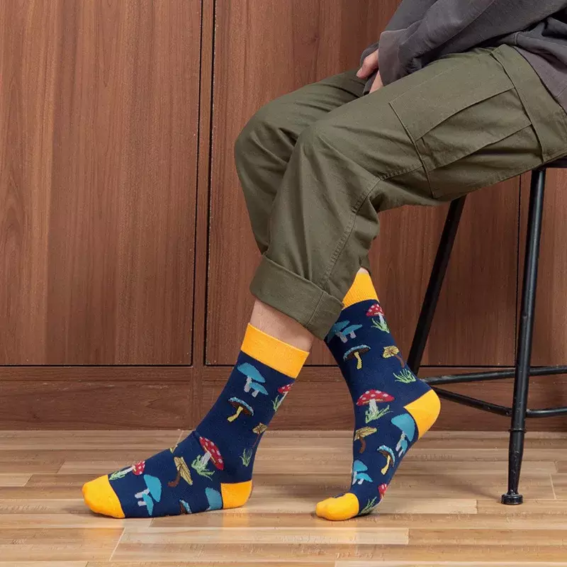 Calzini creativi di nuova personalità con calzini da uomo con motivo a barba di squalo calzini da marea a tubo medio-alto moda giapponese