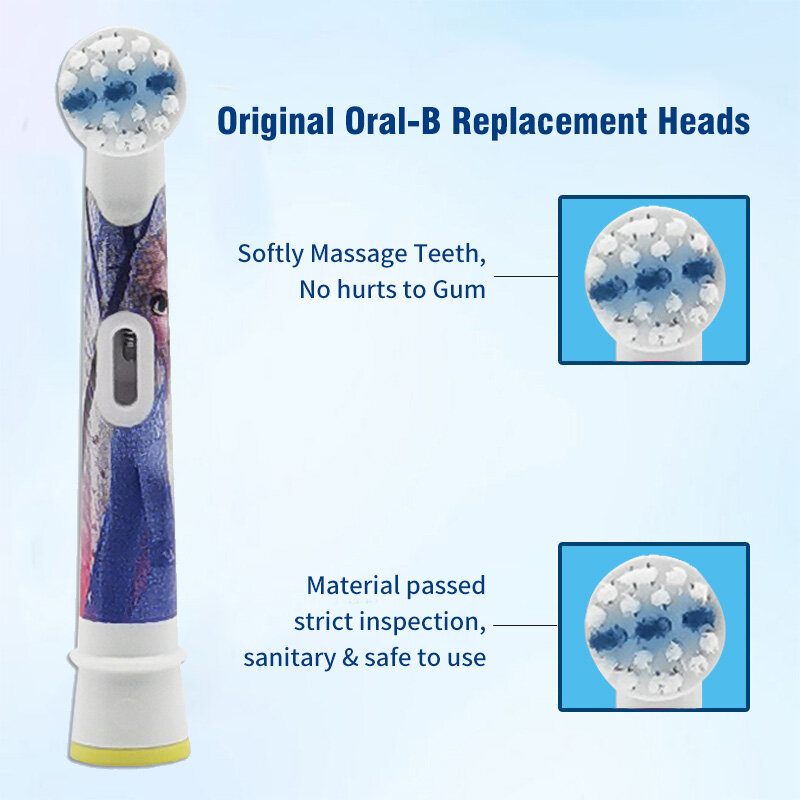 Oral B EB10 sikat gigi elektrik anak-anak, sikat gigi pengganti kepala bulat kecil lembut isi ulang