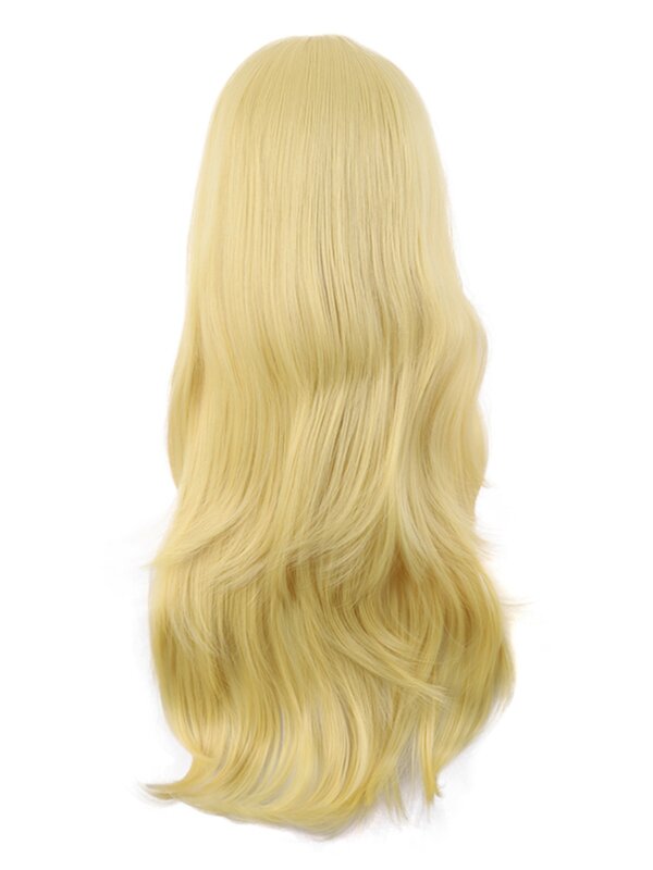 Cos Peluca de pelo largo para mujer, flequillo lateral Qi dorado de Anime, microrollo Universal de 70cm