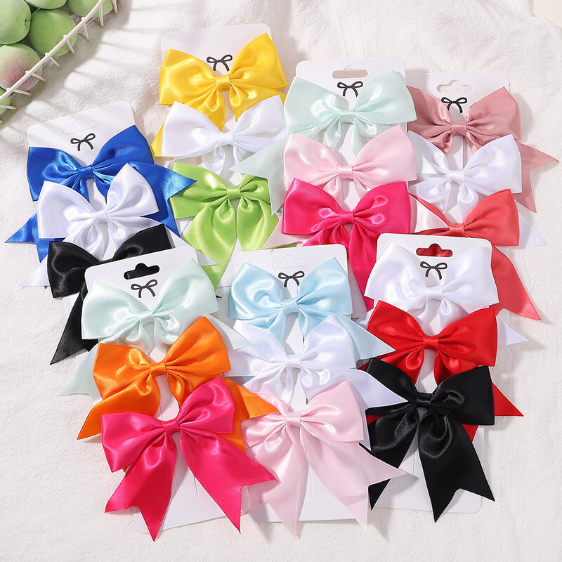 2/3Pcs Baby Cheer Bows Hair Clip for Girls Solid Color Hairpins Barrettes Handmade Headwear Kids Lovely Hair Accessories 4.5Inch